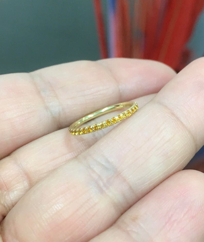 1.8 mm Citrine Pave Full Eternity Band Ring