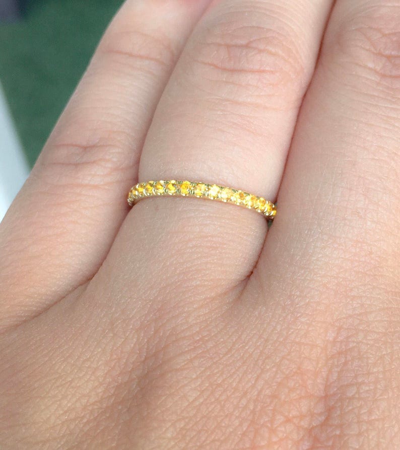 1.8 mm Citrine Pave Full Eternity Band Ring
