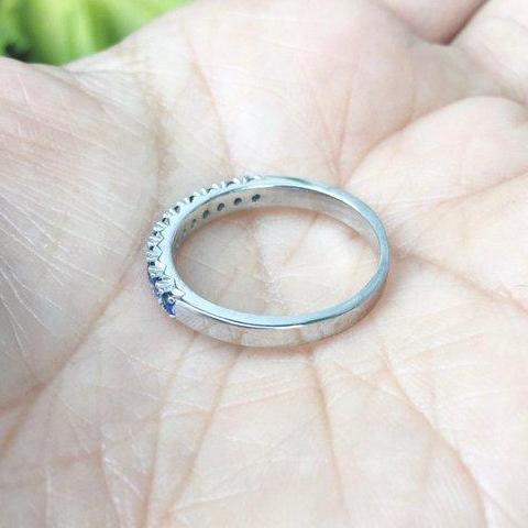 2mm 11 Stone Blue Sapphire French Pave Ring