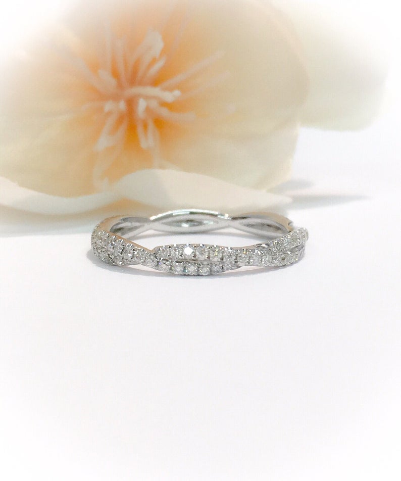 RESERVED FOR TAHLIA/ Two Bands/ One Twisted Pave Band & One Milgrain Marquise Band