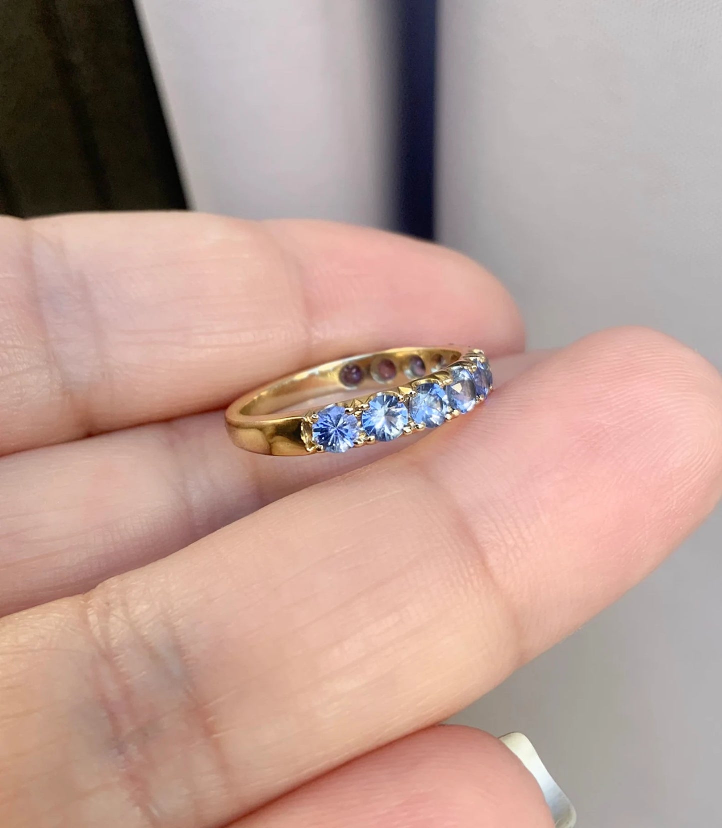 Cornflower Blue Sapphire 11 Stone Ring/ 1.65 Ct Blue Sapphire Pave Wedding Band/ September Birthstone Stacking Ring/ 14K, 18K, Platinum